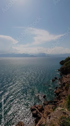 Relaxing ocean landscape under bright sunlight