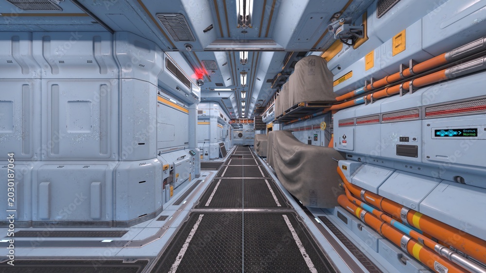 Naklejka premium 宇宙船通路 3DCGレンダリング