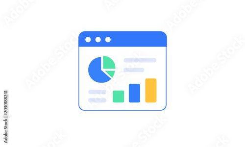 Analytics Dashboard Flat Icon – Business Report and Data Visualization Vector