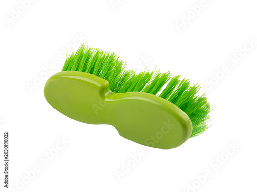 Fotografie Green oval scrub brush isolated on transparent background