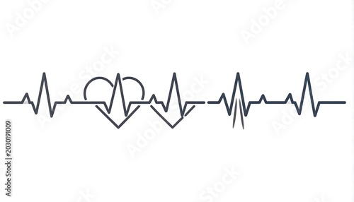A simple, minimalist illustration shows a heartbeat line in varying amplitudes, integrating a heart shape, set against a plain white background