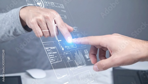 Two Hands Touching Over A Digital Interface