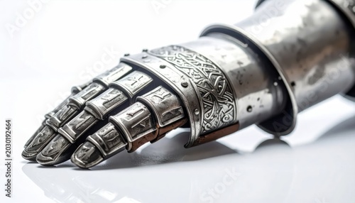 A Silver And Black Metal Hand With A Silver Ring