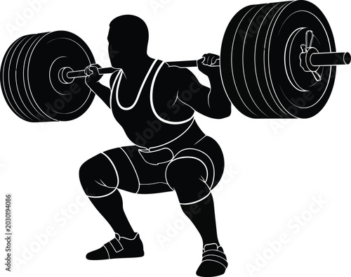 Φωτογραφία Strong athletic man doing a heavy barbell squat exercise in a gym for muscle bui