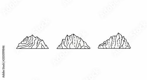 Minimalist line art of abstract mountain peaks series.