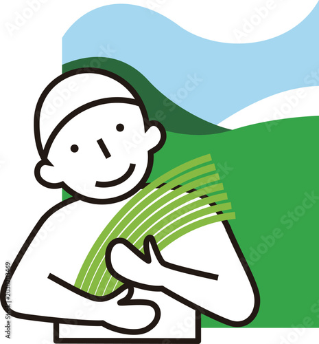 Farmers working in spacious fields