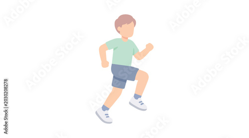 Fotografie Young man jogging in casual athletic clothing and sneakers.