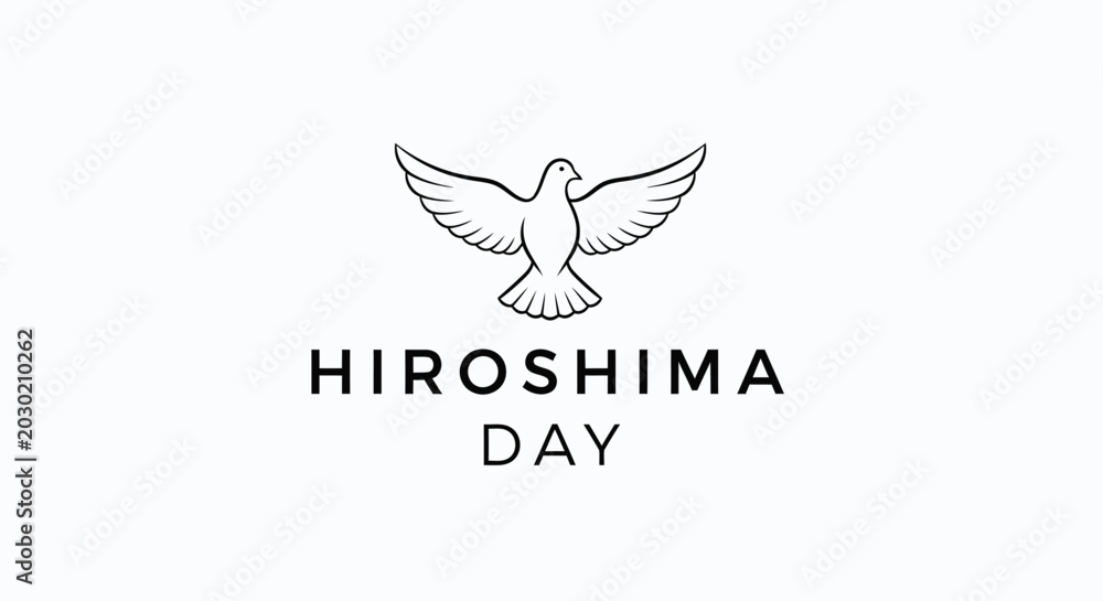 Fototapeta premium Hiroshima Day dove peace symbol logo.