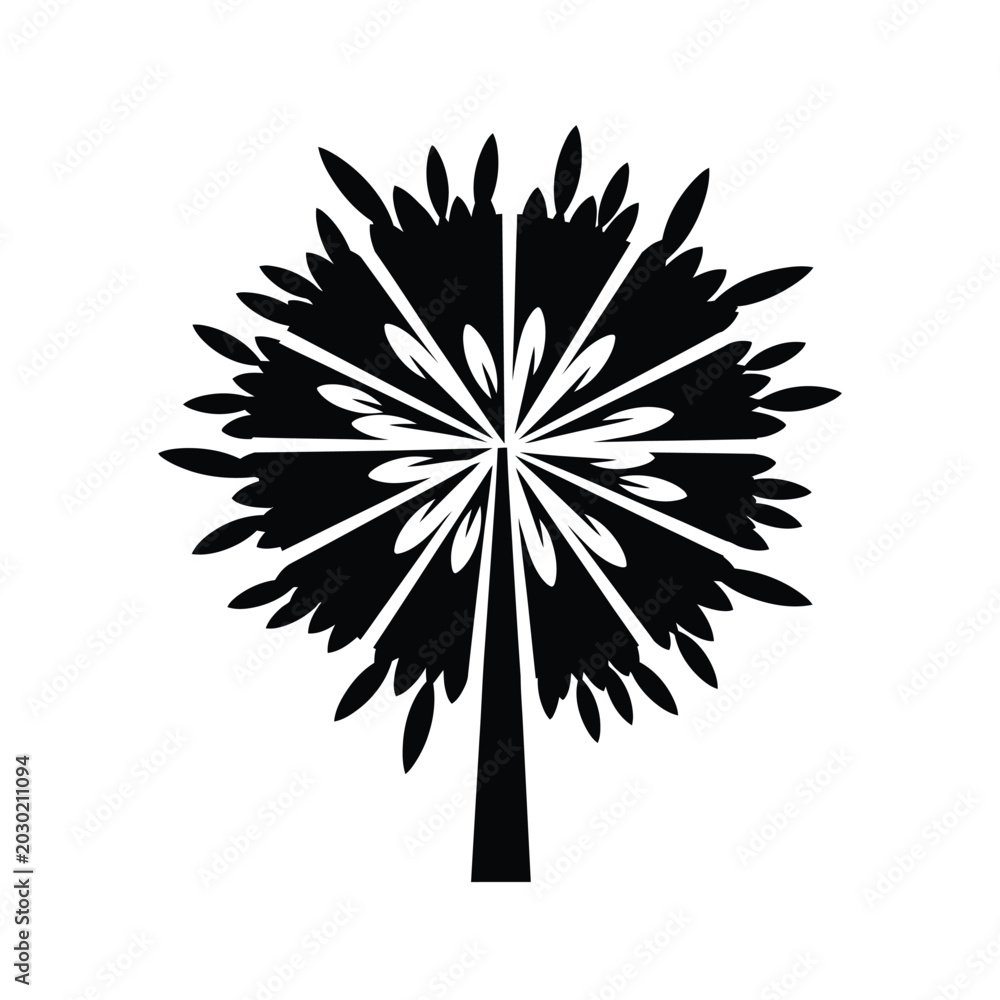 Fototapeta premium Black Silhouette Tree Icon Graphic.