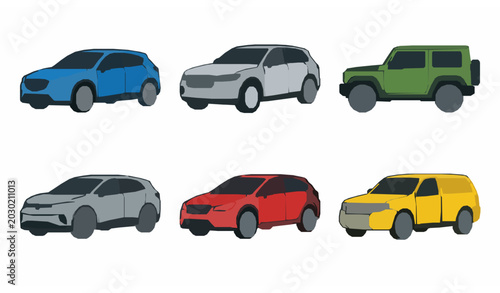 Obraz na płótnie Modern SUV car icon vector collection with sport utility vehicle symbols isolate