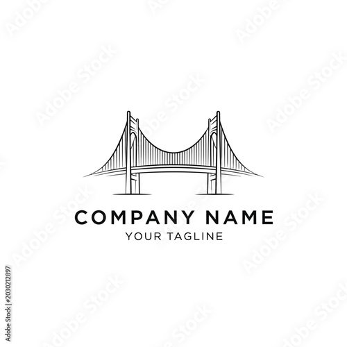 Elegant Suspension Bridge Logo Design.
