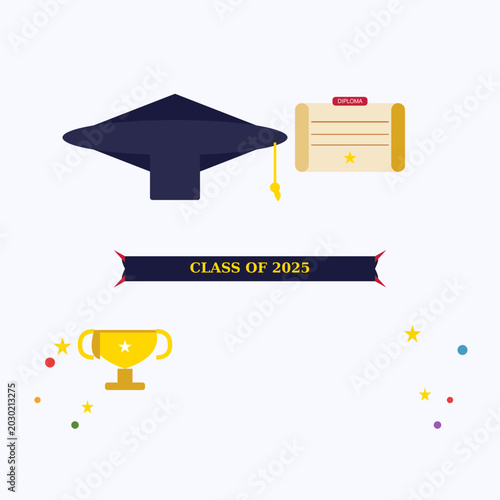 Graduation Clipart PNG Bundle - Class of 2025 Elements