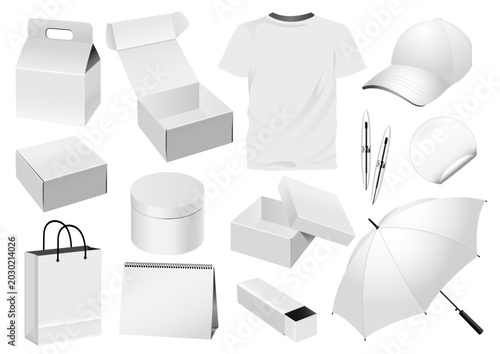 Blank Promotional Packaging and Merchandise Mockup Vector Collection