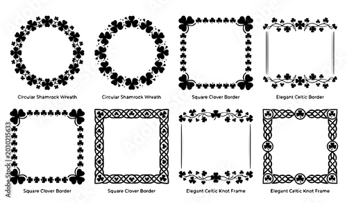 Εκτύπωση καμβά Modern Saint Patrick’s Day frame collection with shamrock clover leaf vector bor