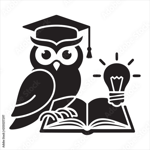 Smart Graduation Owl With Open Book Vector Education Design