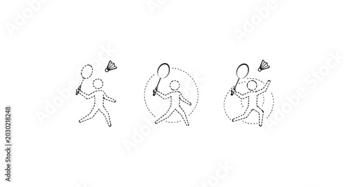 Sequential Illustrations of Badminton Playing Techniques.