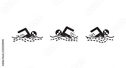Illustration of three swimmers doing different strokes efficiently.