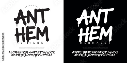 Bild auf Leinwand Anthem dripping street art graffiti splash font alphabet vector set for urban cl