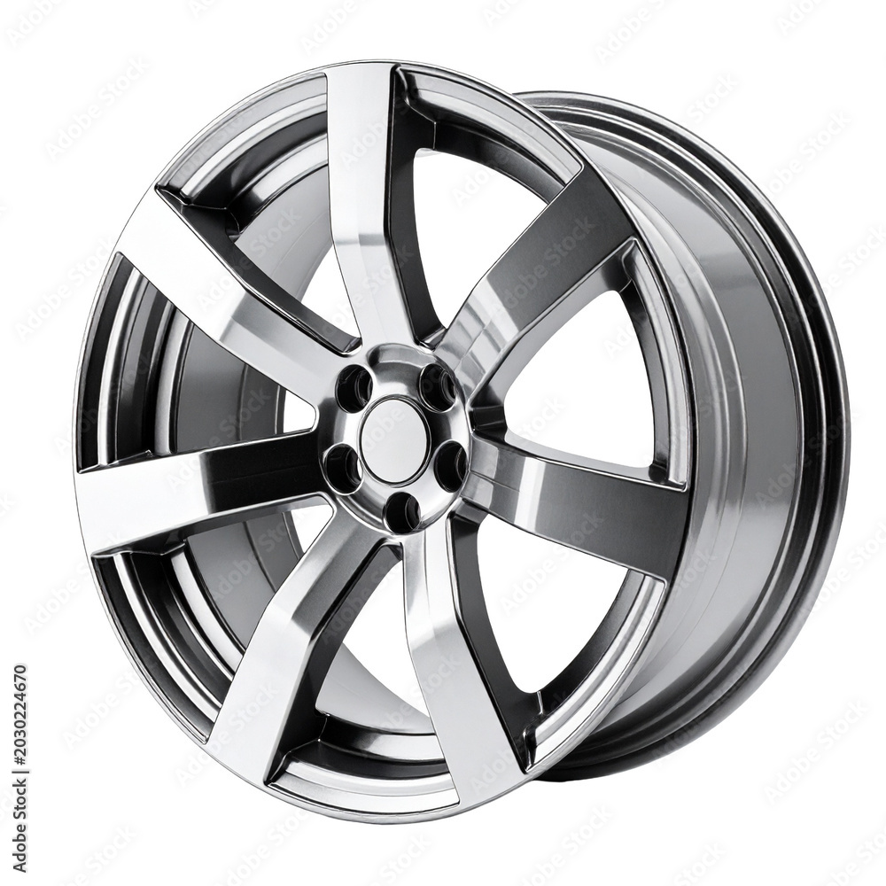 Obraz premium Chrome Car Wheel on White Background