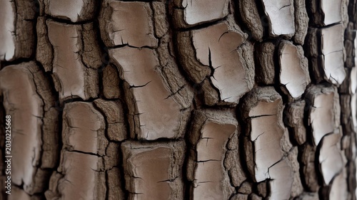 Close-up Texture of Rustic Tree Bark with Deep Cracks and Natural Patterns