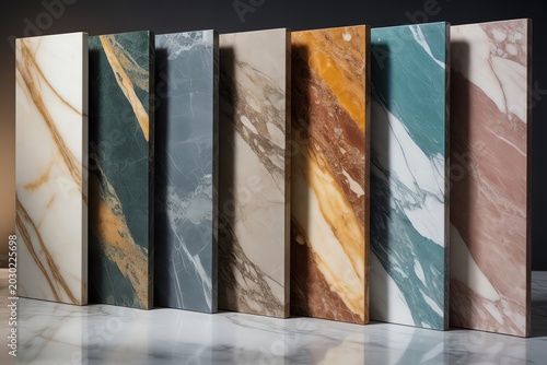 Exquisite collection of polished marble slabs featuring diverse natural veining patterns and luxurious colors.