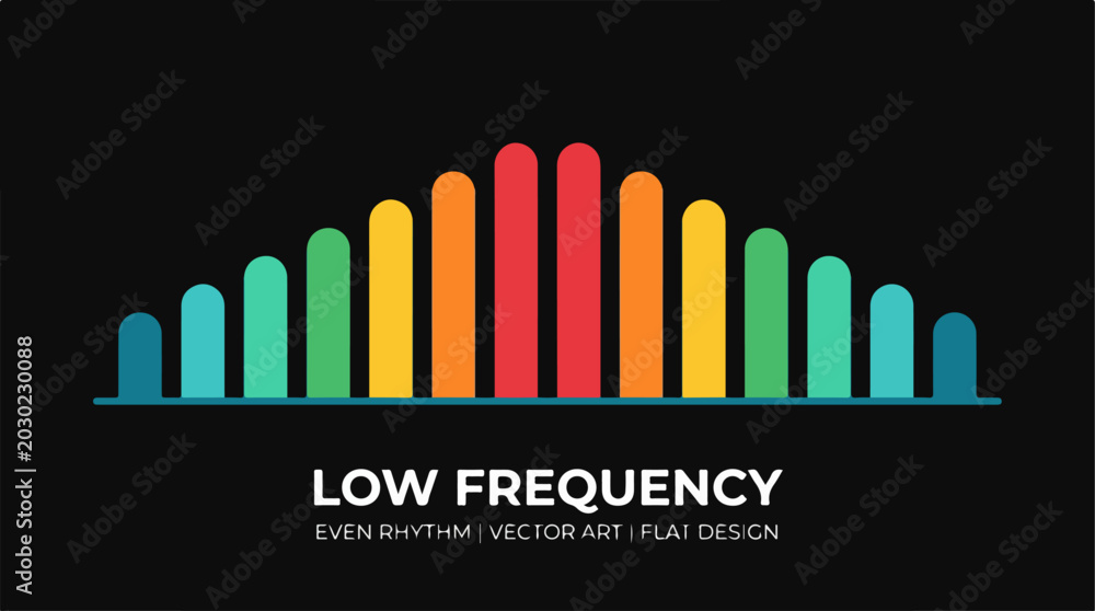 Fototapeta premium Colorful sound wave equalizer visualization with low frequency rhythm.