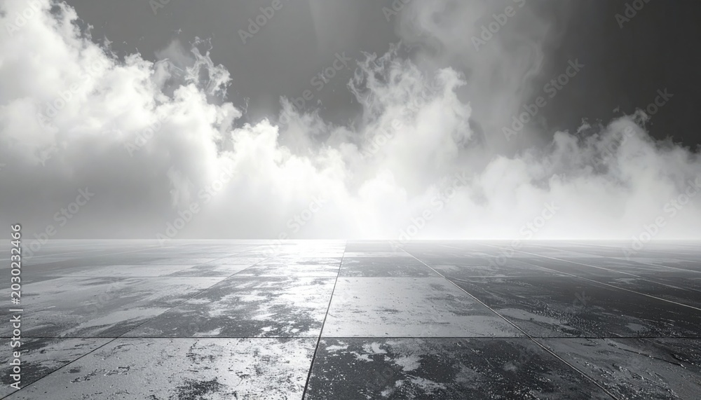 Obraz premium Empty space of Concrete floor grunge texture background with fog or mist and lighting effect.