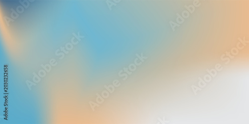 Abstract seaside. Ocean landscape vector texture. Aesthetic blue and beige gradient background. Blurred sea wave pattern. Sun, clouds, rays. Ocean breeze wide banner