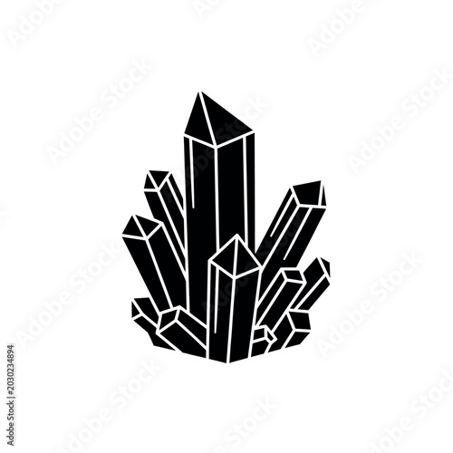 Obraz na płótnie Black Crystal Cluster Illustration.