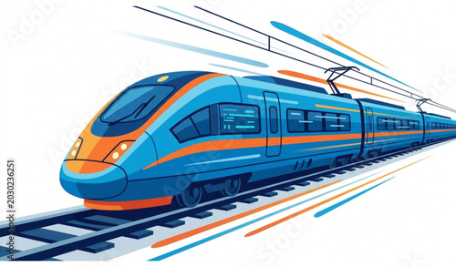 Bild auf Leinwand High speed train illustration modern transportation and railway technology conce