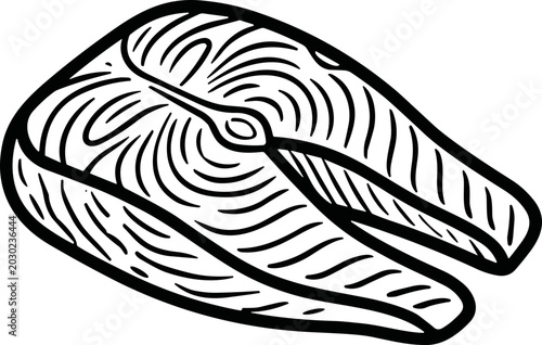 Photos Salmon Steak Illustration: Fresh Fish Cut, Healthy Food, Seafood Ingredient, Lin