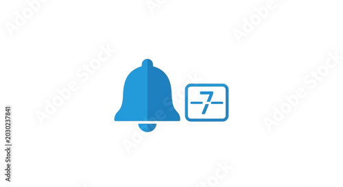 Blue bell notification icon with minus seven counter badge