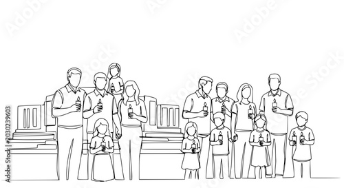 Fotografie Diverse Family and Friends Holding Candles, Celebrating Together