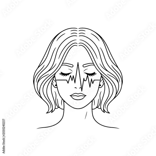 Foto Woman with migraine and headache pain.