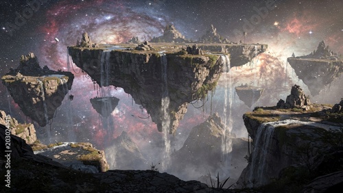 Floating Islands in a Cosmic Fantasy Landscape