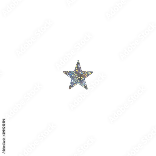 Silver Glitter Star Sticker Holographic Glow
