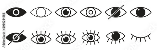 Obraz na plátně Eye visibility and eyelash interface icon set