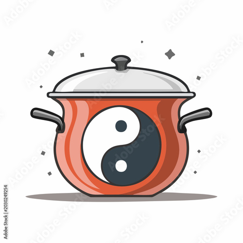 Yin Yang Symbol on Cooking Pot
