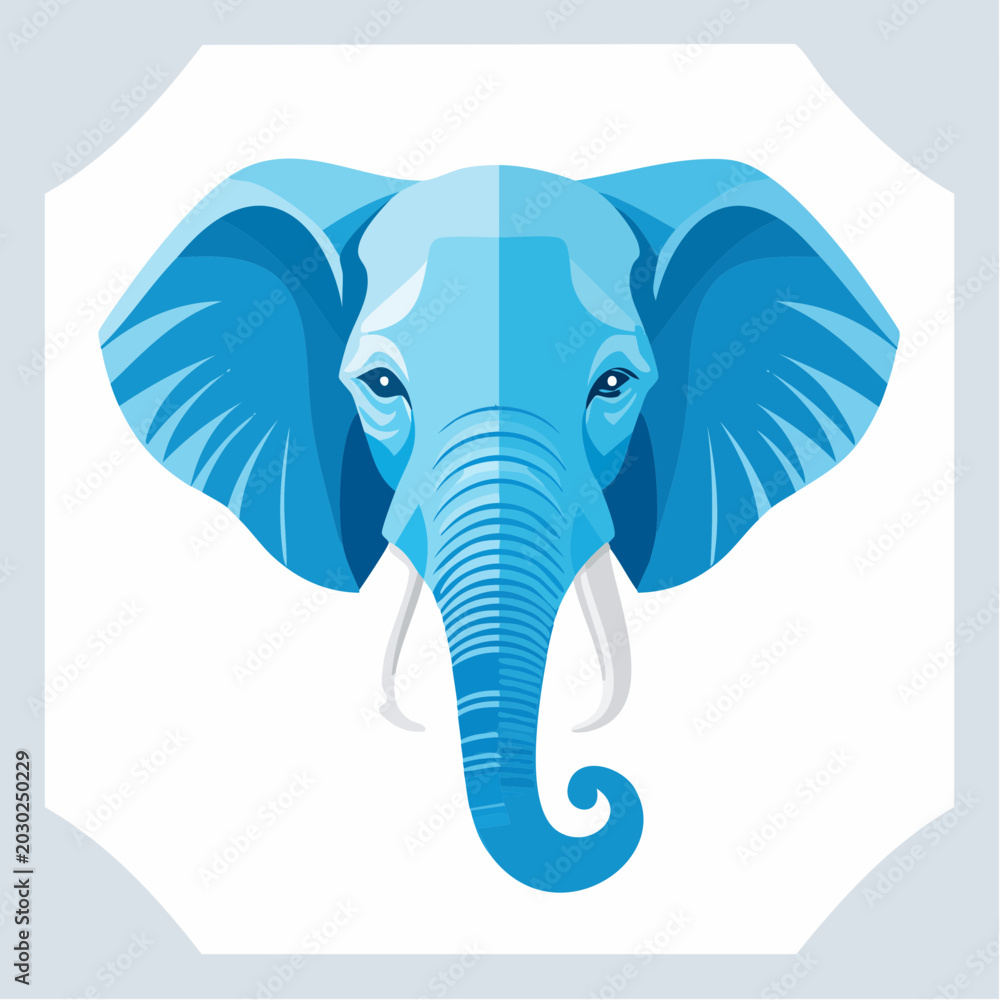 Obraz premium Stylized Blue Elephant Head Illustration