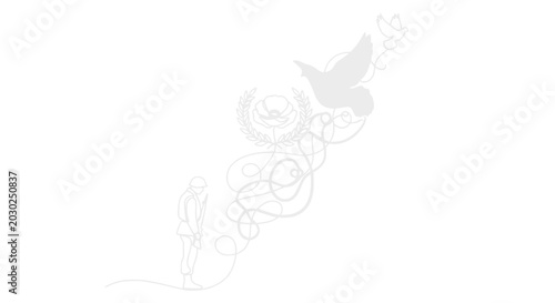 Tableau sur toile Hopeful Dove and Poppy Symbolizing Peace and Remembrance
