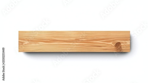 Natural wood plank with grain texture on white background, isolated object