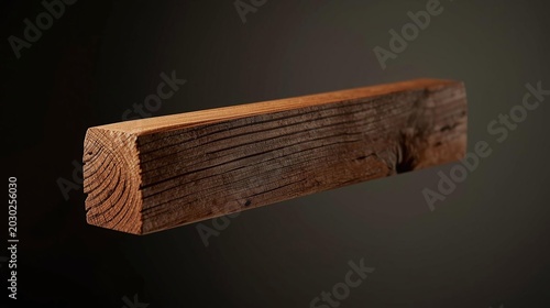 Weathered Wooden Beam with Rustic Texture, Close-Up Studio Shot