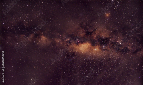 Tableau sur toile Brilliant Milky Way Galaxy Core and Cosmic Dust Lanes Shining Bright in the Deep
