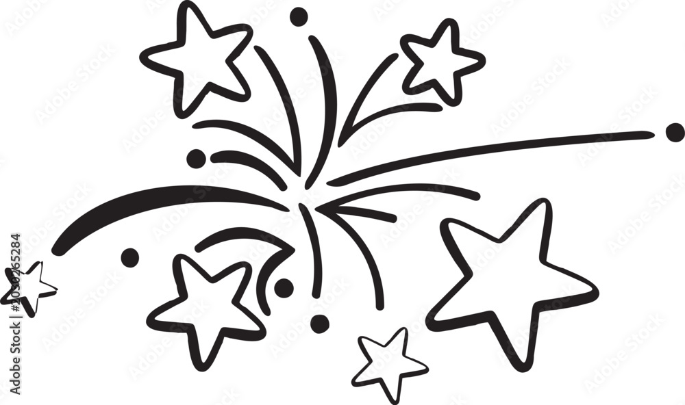 Obraz premium Stylized Fireworks Burst with Stars and Sparkles on Black and White Backgrounds
