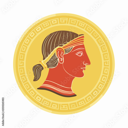 Ancient Greek Coin Profile of a Woman