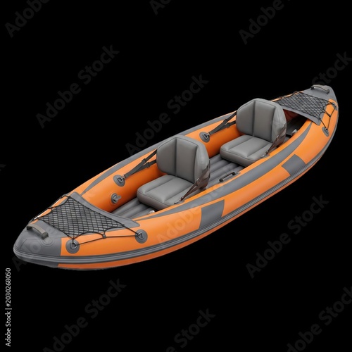 Inflatable two-person kayak with transparent PNG transparent background outdoor recreation