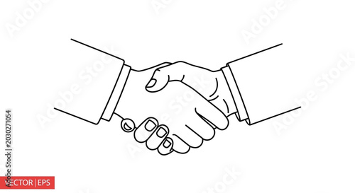 Business Handshake Line Art Vector Illustration