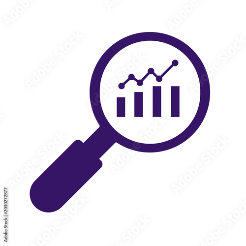 Photos Magnifying glass over graph icon data analysis symbol isolated on transparent ba