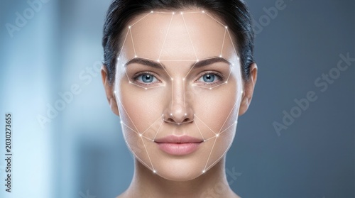 A visualization of aesthetic enhancement through plastic surgery and Botox filler mapping on a patient's face.