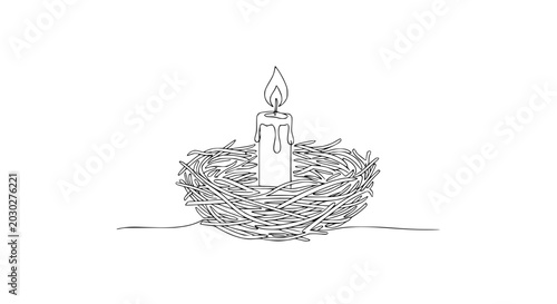 Cuadro en lienzo Candle in a bird nest.